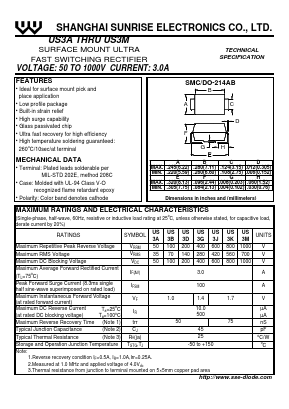 US3G Datasheet PDF Shanghai Sunrise Electronics