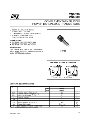 2N6036 Datasheet PDF STMicroelectronics