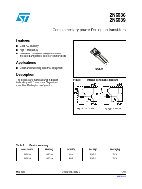 2N6036 Datasheet PDF STMicroelectronics