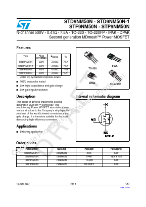 STF9NM50N Datasheet PDF STMicroelectronics