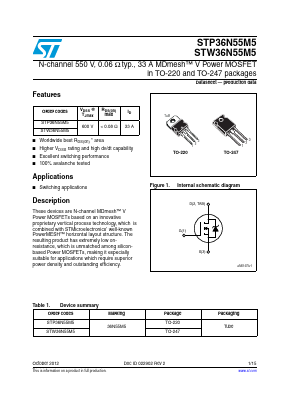 STW36N55M5 Datasheet PDF STMicroelectronics