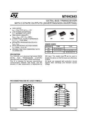 M74HC643RM13TR Datasheet PDF STMicroelectronics