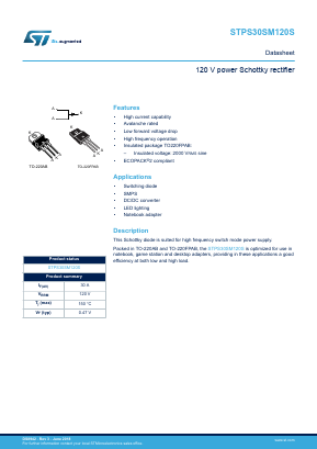 STPS30SM120S Datasheet PDF STMicroelectronics