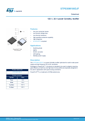 STPS30M100DJF-TR Datasheet PDF STMicroelectronics