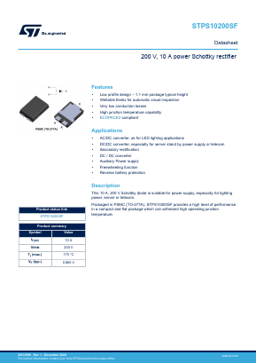 STPS10200SF Datasheet PDF STMicroelectronics