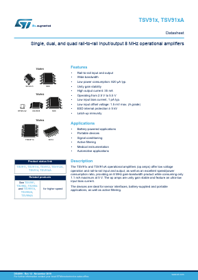 TSV914IYPT Datasheet PDF STMicroelectronics