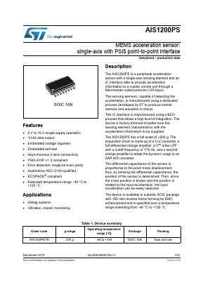 AIS1200PSTR Datasheet PDF STMicroelectronics