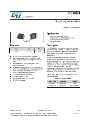 IPS160HTR Datasheet PDF STMicroelectronics