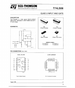 T74LS08D1 Datasheet PDF STMicroelectronics