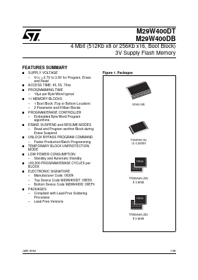 M29W400DB45ZA6 Datasheet PDF STMicroelectronics