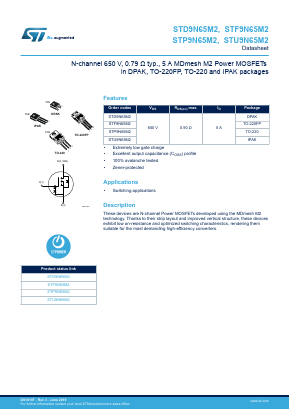 STF9N65M2 Datasheet PDF STMicroelectronics