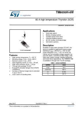 TM8050H8 Datasheet PDF STMicroelectronics