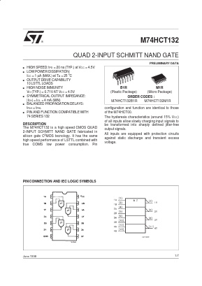 M74HCT132 Datasheet PDF STMicroelectronics