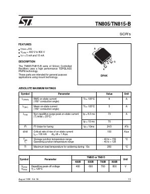 TN805-700B Datasheet PDF STMicroelectronics