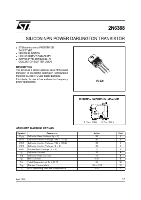 2N6388 Datasheet PDF STMicroelectronics