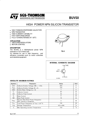 BUV50 Datasheet PDF STMicroelectronics