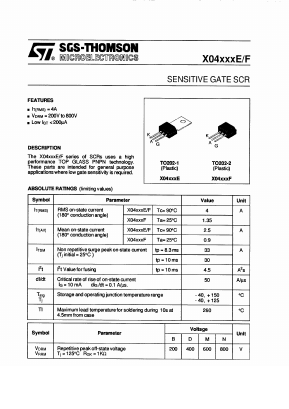 X04XXXX Datasheet PDF STMicroelectronics