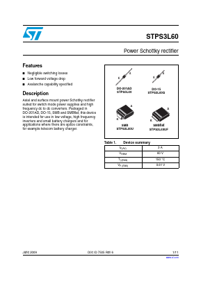 STPS3L60 Datasheet PDF STMicroelectronics