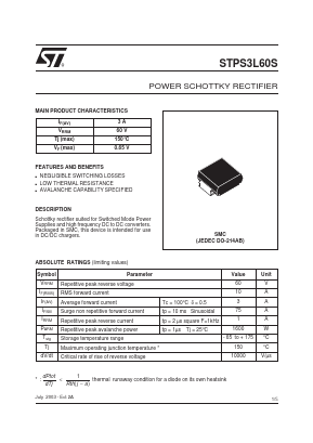 STPS3L60S Datasheet PDF STMicroelectronics