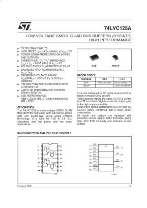 74LVC125A Datasheet PDF STMicroelectronics