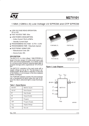 M27V101 Datasheet PDF STMicroelectronics