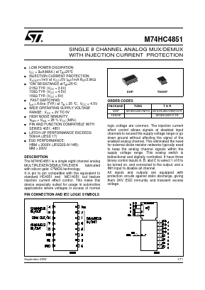 M74HC4851M1R Datasheet PDF STMicroelectronics