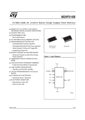 M29F016B90M3T Datasheet PDF STMicroelectronics