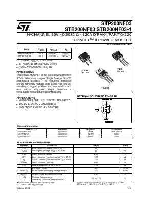 STB200NF03 Datasheet PDF STMicroelectronics