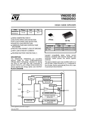 VN920D-B513TR Datasheet PDF STMicroelectronics