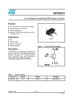 2STR2215 Datasheet PDF STMicroelectronics