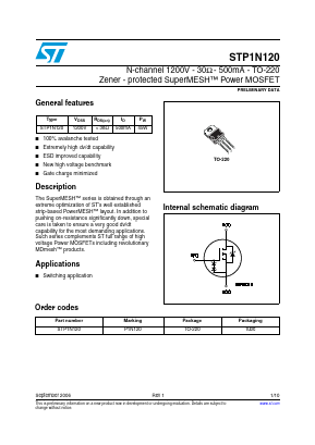 P1N120 Datasheet PDF STMicroelectronics