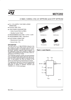 M27C202-90B1 Datasheet PDF STMicroelectronics
