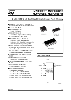 29F002 Datasheet PDF STMicroelectronics
