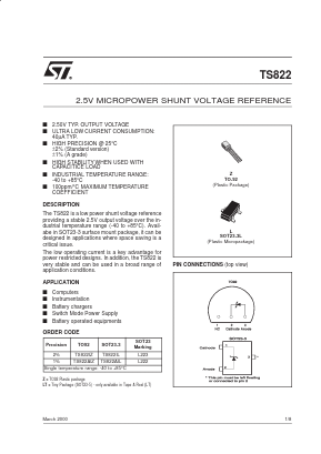 TS822BIZ Datasheet PDF STMicroelectronics