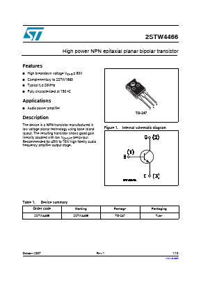 2STW4466 Datasheet PDF STMicroelectronics