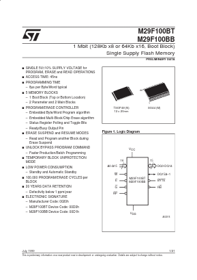 M29F100BB45M3 Datasheet PDF STMicroelectronics
