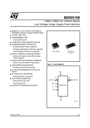 M29W010B55N3 Datasheet PDF STMicroelectronics