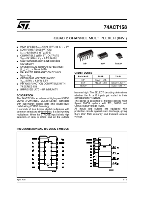 74ACT158B Datasheet PDF STMicroelectronics