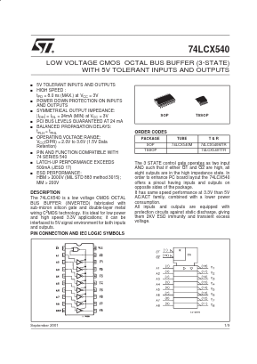 74LCX540TTR Datasheet PDF STMicroelectronics