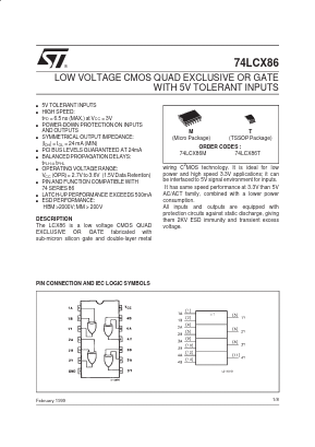 74LCX86T Datasheet PDF STMicroelectronics