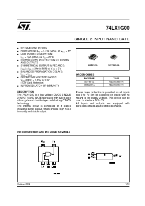 74LX1G00CTR Datasheet PDF STMicroelectronics