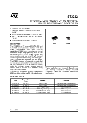 ST3222CTR Datasheet PDF STMicroelectronics