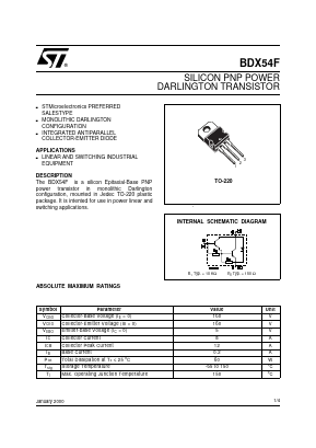 BDX54F Datasheet PDF STMicroelectronics