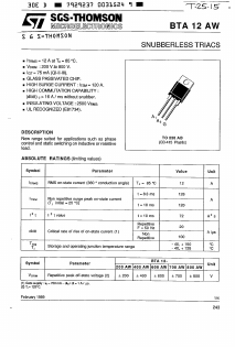 BTA12-200AW Datasheet PDF STMicroelectronics