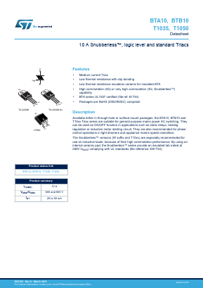 BTB10-600BW Datasheet PDF STMicroelectronics
