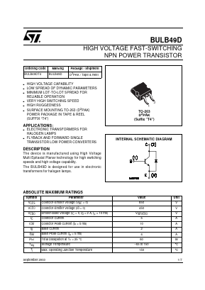 BULB49DT4 Datasheet PDF STMicroelectronics