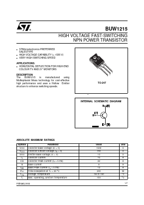 BUW1215 Datasheet PDF STMicroelectronics