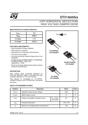 DTV1500HD Datasheet PDF STMicroelectronics