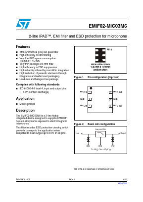 EMIF02-MIC03M6 Datasheet PDF STMicroelectronics