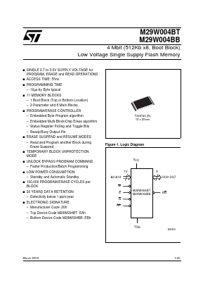 M29W004BT Datasheet PDF STMicroelectronics